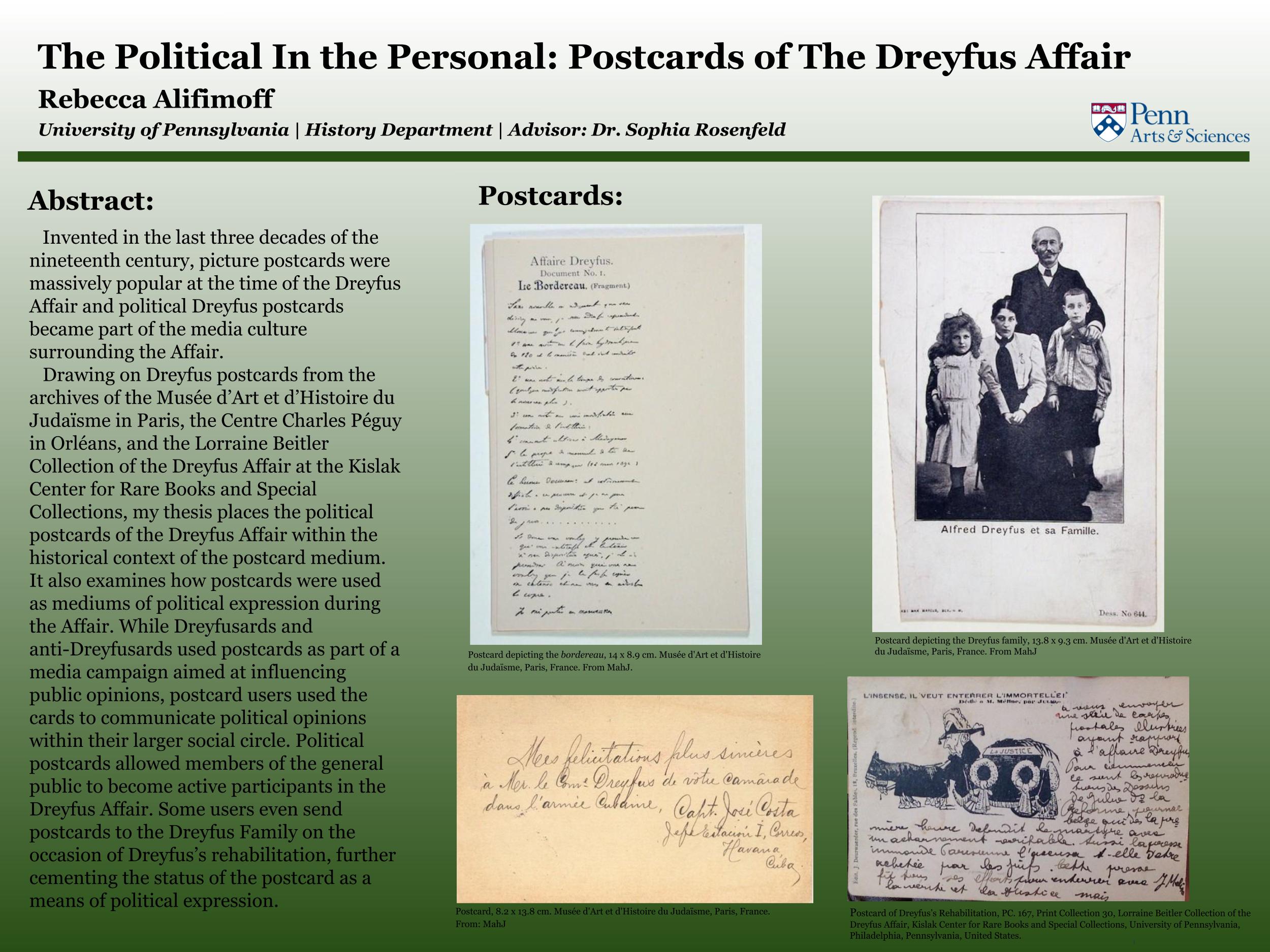 Politics in the Personal: Usage of Picture Postcards during the Dreyfus Affair