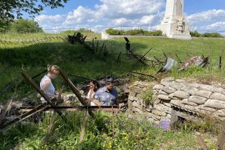 Students tour the battlefield in the Butte de Vauquois in northern France. (Image: Courtesy of Arielle Schweber)
